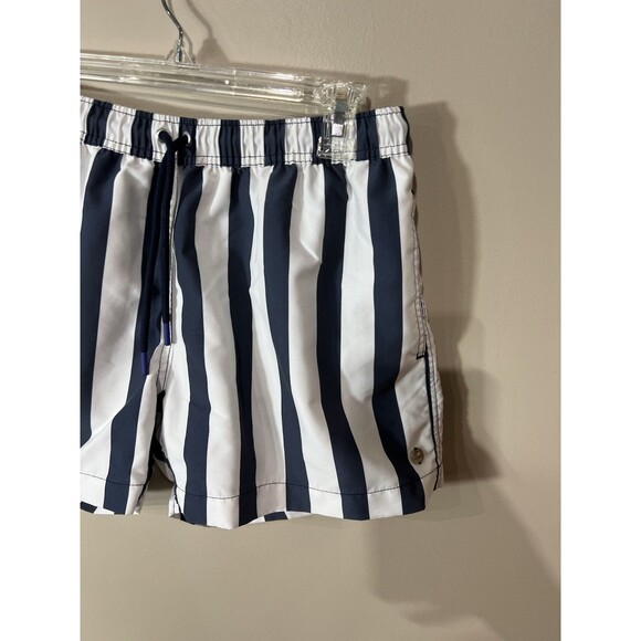 Sunny Patoche Men Swim Shorts Lined Pockets Blue White Striped Size Large - Picture 11 of 13